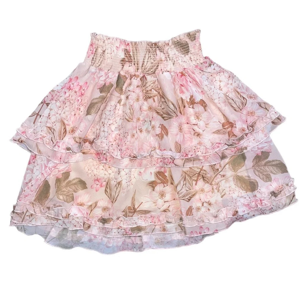 Show Me Your Mumu Shae Tiered Skirt in Hydrangea Blooms Size Small Boho Summer